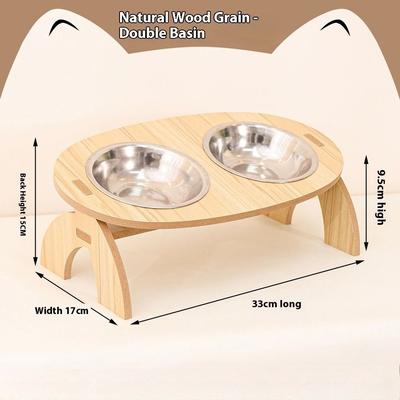 Uplifted Goods Elevated Wooden Pet Bowl With Stand For Cats And Small Dogs double