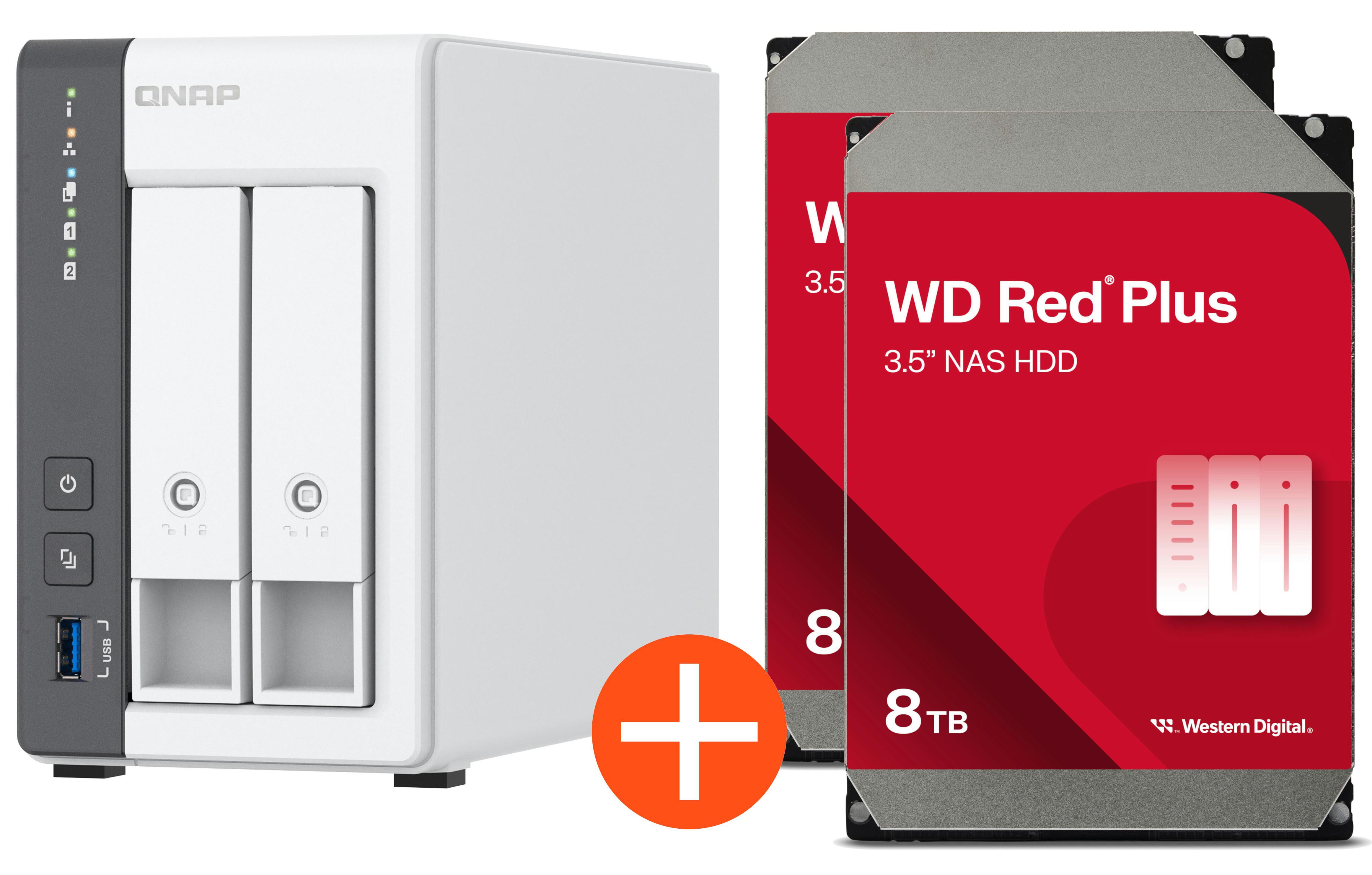 QNAP TS-216G NAS System 2-Bay 16TB inkl. 2x 8TB WD Red Plus WD80EFPX