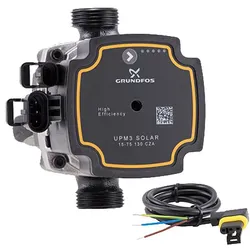 Barberi Ersatzpumpe Grundfos UPM3 Solar 15-75 130 hocheffizient (EEI<0,20). Komplett mit 3-poligem Kabel. G 1'' AG