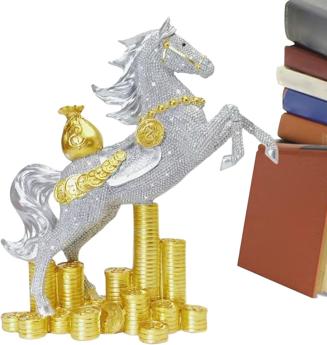 Decoratief paardenbeeldje in zilver - Hars figuur voor op tafel