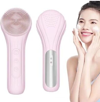 United Sonic Facial Cleansing Brush With Heat And Waterproof Silicone Face Scrubber purple