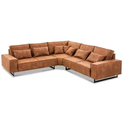 filippo Ecksofa Antwerp Mikrofaser Braun Cognac 295 cm