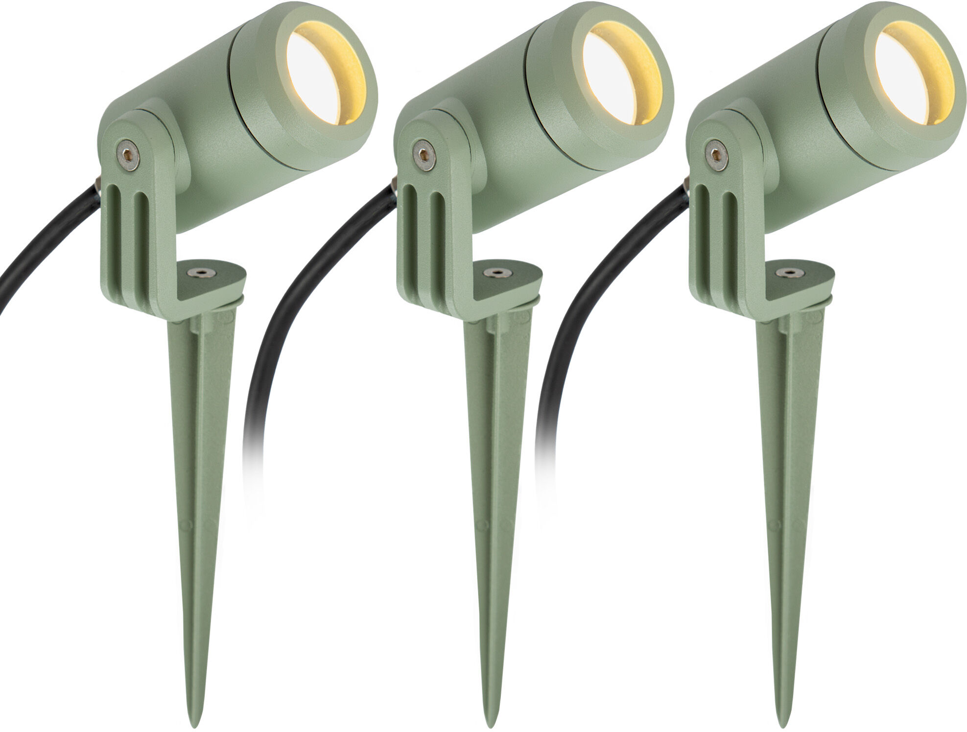 KS Verlichting 3x Mini LED Spike Tuinspot Groen