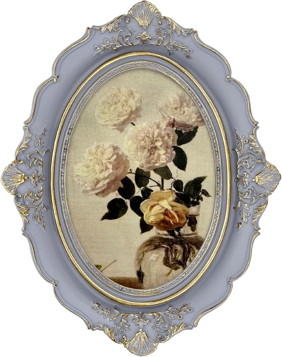 Ovale Fotolijst Vintage Stijl Antiek Decoratie Dames voor Tafel en Wandmontage, 10x15 cm