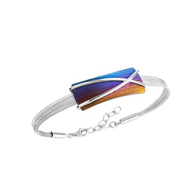 Armband ZEEME "Edelstahl mit Titan mehrfarbig 17+3cm lang", weiß, Armbänder, Damen, 17+3cm, Edelstahl, glänzend, matt, Armband