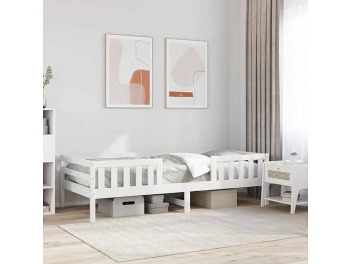 RJPLMFV Bettgestell, Weiß, 80 x 200 cm, massives Kiefernholz Ohne Matratze, Lattenrost inklusive, modernes Design, langlebig