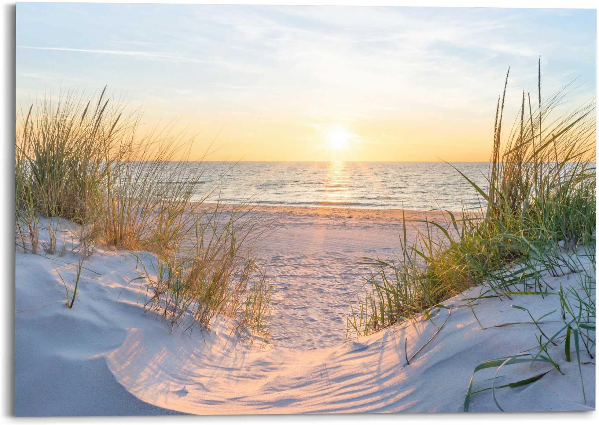 Reinders! Deco-Panel REINDERS "Sonnenuntergang in den Dünen", beige (farbe bild(er): beige), B:140cm H:100cm T:2cm, Bilder, Deco-Panel, Wohnzimmer - Beige - MDF - Landschaften - 140x100 cm farbe bild(er): beige B/H/T: 140cm x 100cm x 2cm