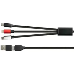 Python PY-USB001S USB Kabel 1,2 m USB A/USB C USB C/Micro-USB B/Lightning Schwarz