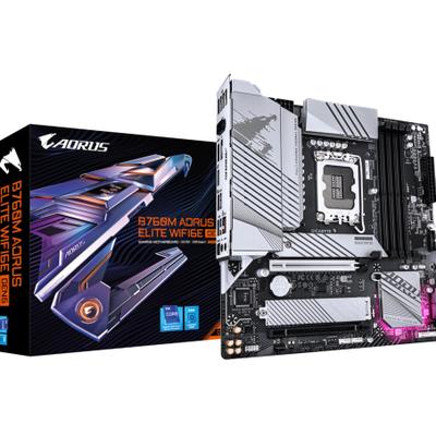 GIGABYTE Mainboard "B760M AORUS ELITE WIFI6E GEN5 Mainboard – Unterstützt Intel Core Proze", grau (schwarz), B:26,8cm H:7cm T:27,6cm, Mainboards