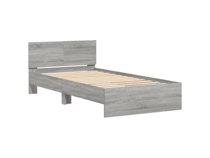 KTHLBRH Bettgestell Kopfteil Grau Sonoma 100 x 200 cm Holz mehrschichtig Lattenrost inklusive, Rückenstütze, Schlafzimmer, Montage erforderlich