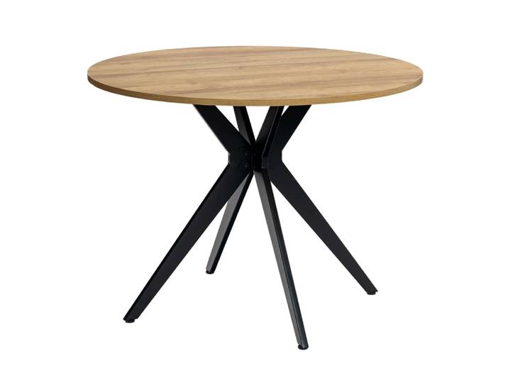 Table ronde à manger 100 cm en chêne mdf style industriel