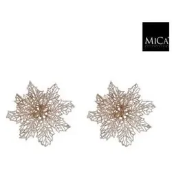 edelman, Christbaumschmuck, Clip Poinsettia Champagner 2 Stück – H 3Xd 13,5 Cm