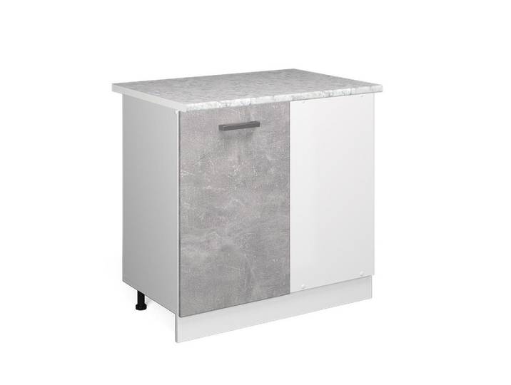 Vicco Eckschrank FÜR Hausrat R-Line Beton 86 cm mit Tür, mit Arbeitsplatte, Grau, 1 Fächer, Formgebogen, 86x81.6x60 cm, Waschküche, Mehrzweckschränke