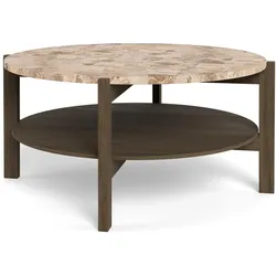 Actona »Dorsett« Couchtisch rund Marmor Latte, Gestell Eiche Rauch