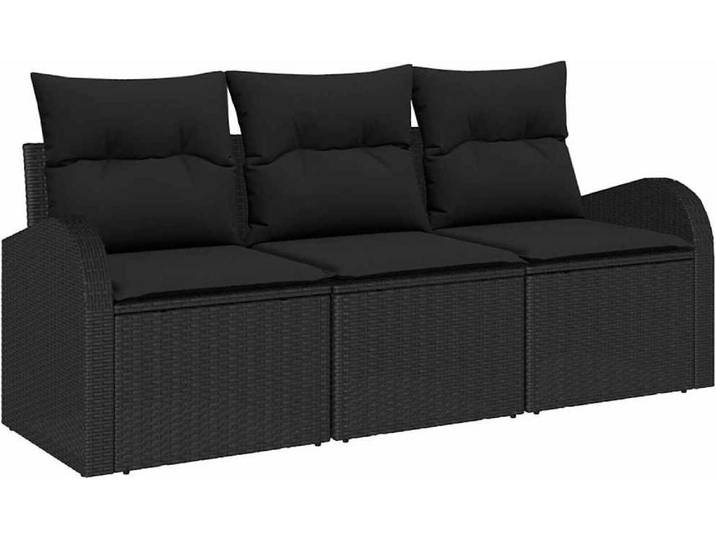 Ensemble de canapés de jardin vidaXL en polyrotin noir
