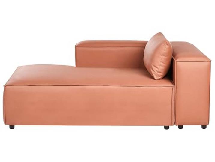 Beliani Rechtsseitige Chaiselongue Goldbraun Stoff Modul zum Sofa Rechts Braun, Gerade, Schaumstoff-Füllung, Elastische Gurtbänder, Sitzhöhe 46 cm, Belastbarkeit 150 kg, 121 x 184 x 70 cm