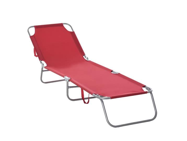 Chaise longue pliante Outsunny avec dossier réglable sur 5 niveaux 180X55X24 cm Bordeaux