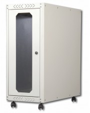 DIGITUS Computergehäuse mit Glastür rollbar abschliessbar Lüftungsschlitzen Grau (DN-CC 9001)