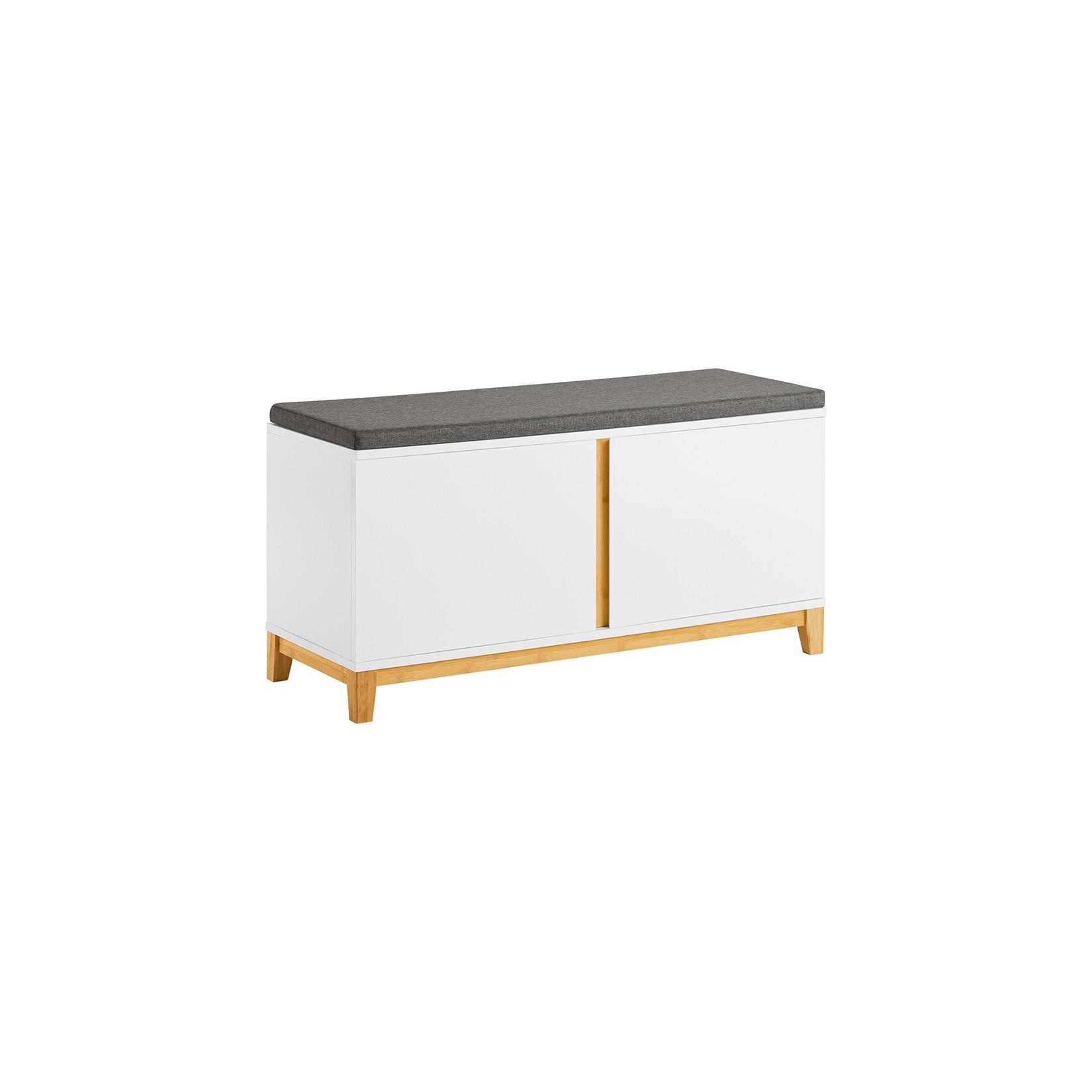 SoBuy Schuhbank mit 2 Türen Weiß 90x34x46cm Klassisch