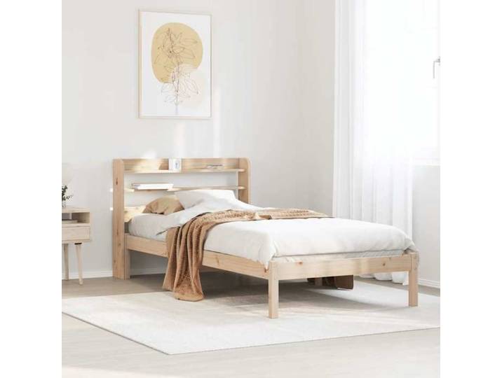 Cadre 75x190 cm pin massif sans matelas mini lit bois rustique compact servant lit d'appoint dans recoins étroits