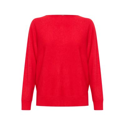 Strickpullover CULTURE "Culture DK Strickpullover CUannemarie", Damen, Gr. XL, rot (chinese rot melange), Obermaterial: 82% Viskose LENZING ECOVERO CV LenzEcov. 18% Elasthan EL., Pullover Strickpullover
