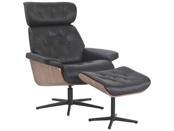 Xora Relaxsesselset, Braun, Schwarz, Metall, Kombination Echtleder/Lederlook, Büffelleder, Birke, Schichtholz, 82x85-117x102 cm, Relaxfunktion, Wohnzimmer, Sessel, Relaxsessel