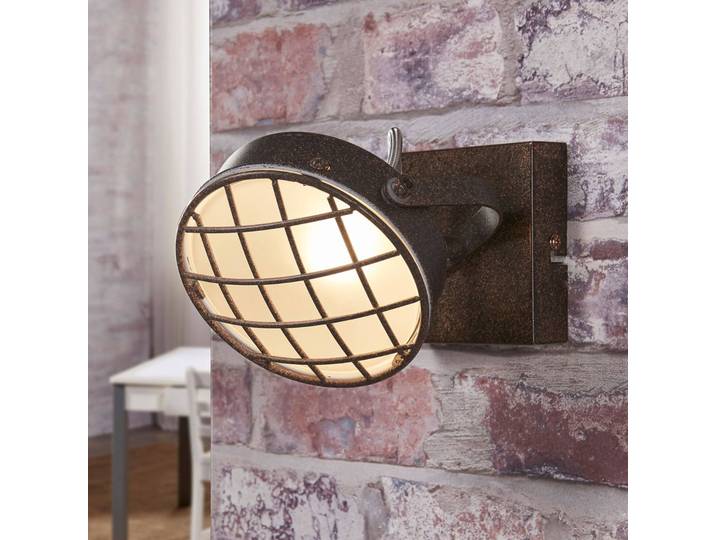 Lindby Strahler Tamin, rostfarben, 1-flammig, Glas, G9 Tamin Lindby, dimmbar, braun / rost, für Wohn- / Esszimmer, Metall, Industrielles Design, Strahler