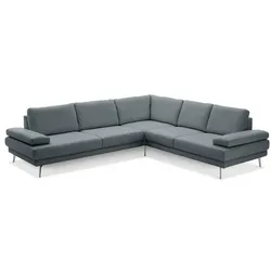 ComfortPlan Ecksofa Bristol Leder Grau Steel