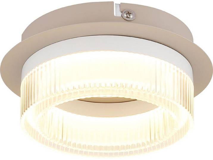 Plafonnier LED\, couleur sable\, blanc\, D 16 cm