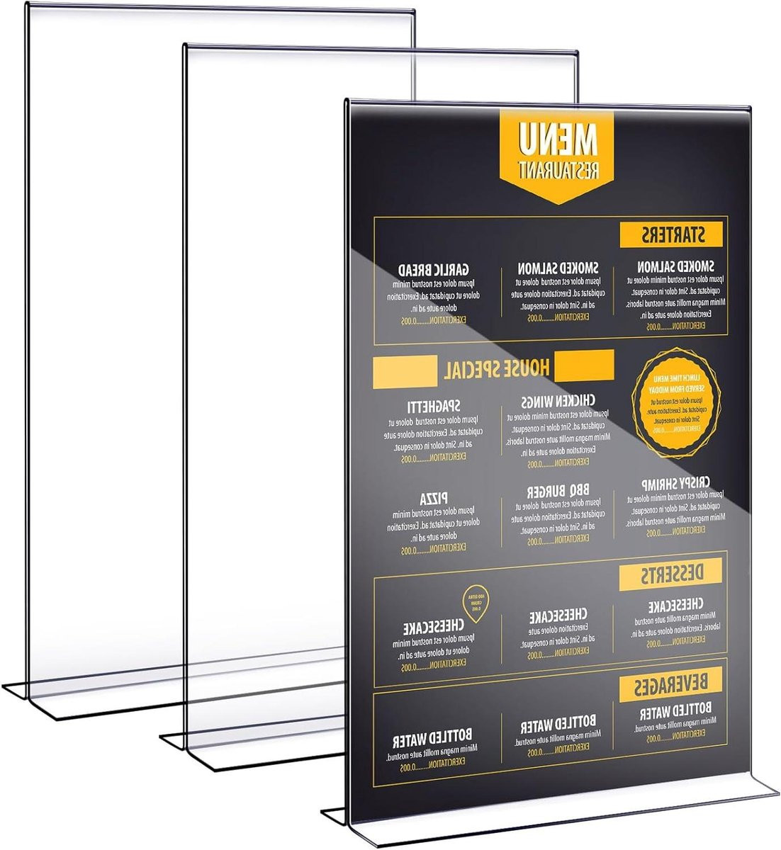 Dubbelzijdige Acryl Bordhouder Transparante Fotolijst voor Menu's B/D/H: 28 x 35,6 cm