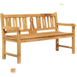 DELUKE Gartenbank ORJAN 3-Sitzer mit Leuchtturm - 150cm Breit, Teak, Natur | Terrassenbank Wetterfest Sitzbank Outdoor Bank