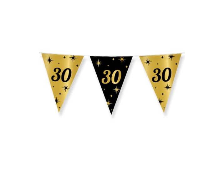 PD-Party - Verjaardagsvlaggetjes voor 30e verjaardag - Vlaggenlijn - Decoratie Verjaardag - Jubileum - Zwart Goud Decoratie - Feestdecoratie - 30e Verjaardag Decoratie - 1000 x 30 cm