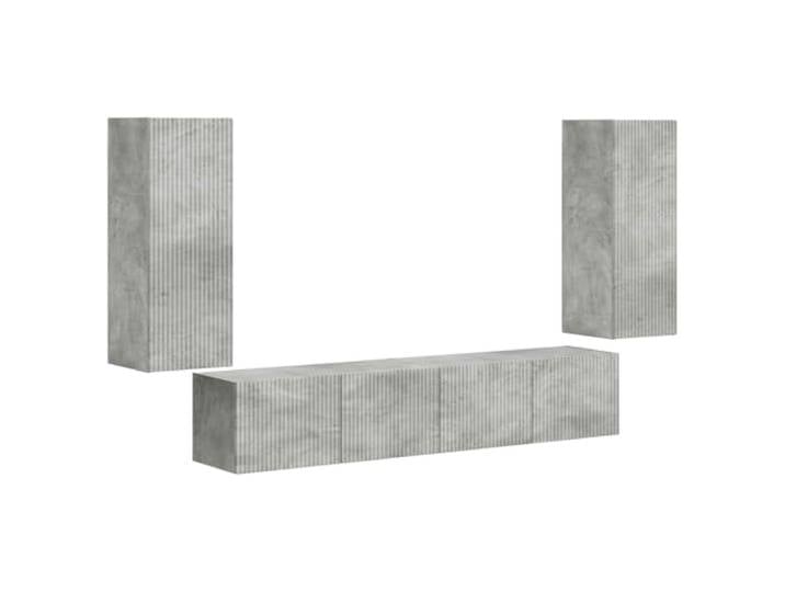 GKHPYURE Wandmontiertes TV-Schrank-Set, 4-teilig, Grau Beton Mehrschichtholz 10 Regalböden 4 Türen 90° 30x29,5x80cm Wohnzimmer