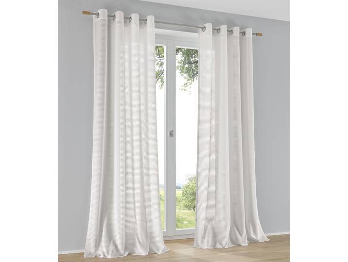 Vorhang KUTTI Arrego Vorhang , weiss (weiß), B:135cm H:145cm, Polyester, Gardinen, Vorhang, Gardine gestreift(1 St)