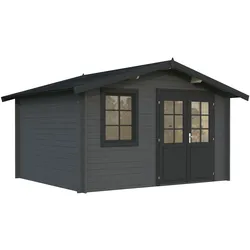 Palmako Gartenhaus Klara 10,4 m2 - 28 mm Grau dunkelgrau/anthrazit