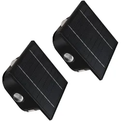 Solarlampe schwarz Außenleuchte Terrasse Wandlampe modern, Eckige Gartenlampe Akku Hauswand wetterfest, 1x LED 50lm 3000/6000K, LxBxH 13,1x7x13,1 cm, 2er Set