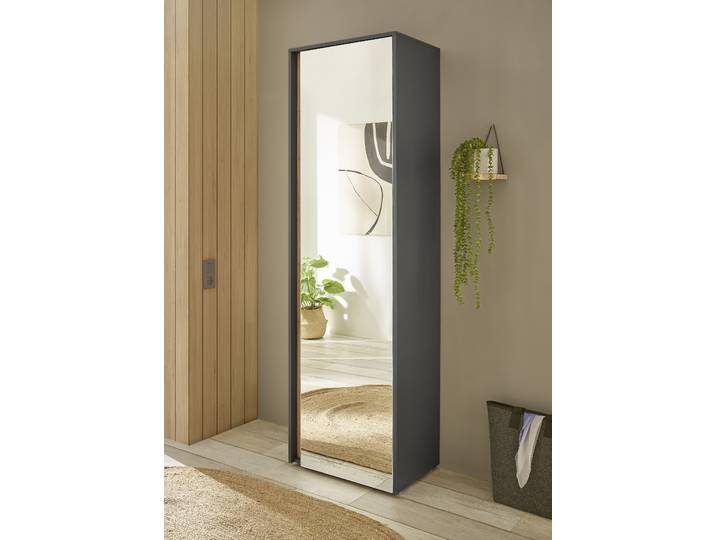Home affaire GiRON/CiTY, moderner Garderobenschrank, Kleiderschrank mit Stauraum Spiegeltür, Teleskopauszug, Tür beidseitig montierbar, 60 cm breit