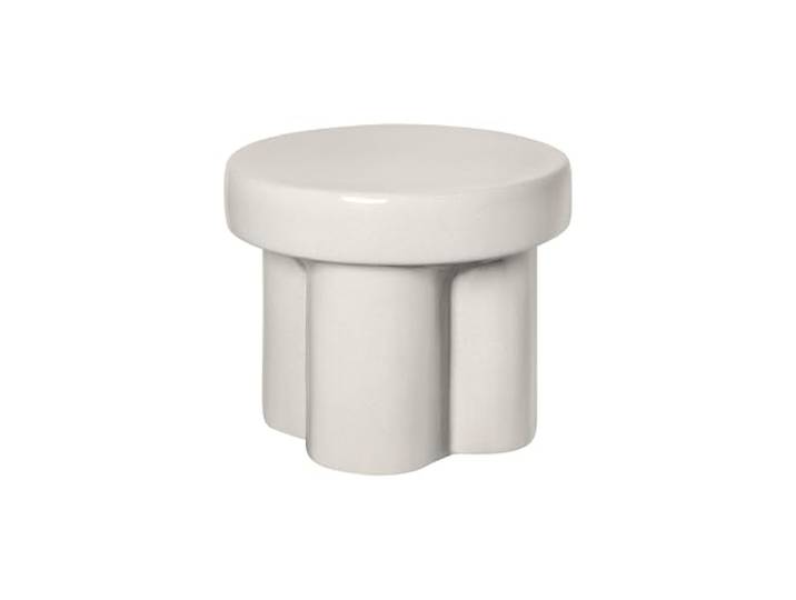 blomus Keramik Beistelltisch -TORU- Farbe Lily White Form Rund Ø 40 x 32H cm Hocker aus glasierter Keramik