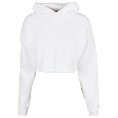 Sweatshirt URBAN CLASSICS "Urban Classics Damen Ladies Oversized Cropped Hoody", Damen, Gr. 3XL, weiß, 65% Baumwolle, 35% Polyester, unifarben, Rundhals, Sweatshirts Sweatshirt