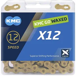 KMC Fahrrad Kette X12 Ti-N WAXED 12-fach gold 126 Glieder, 1/2 x 11/128""
