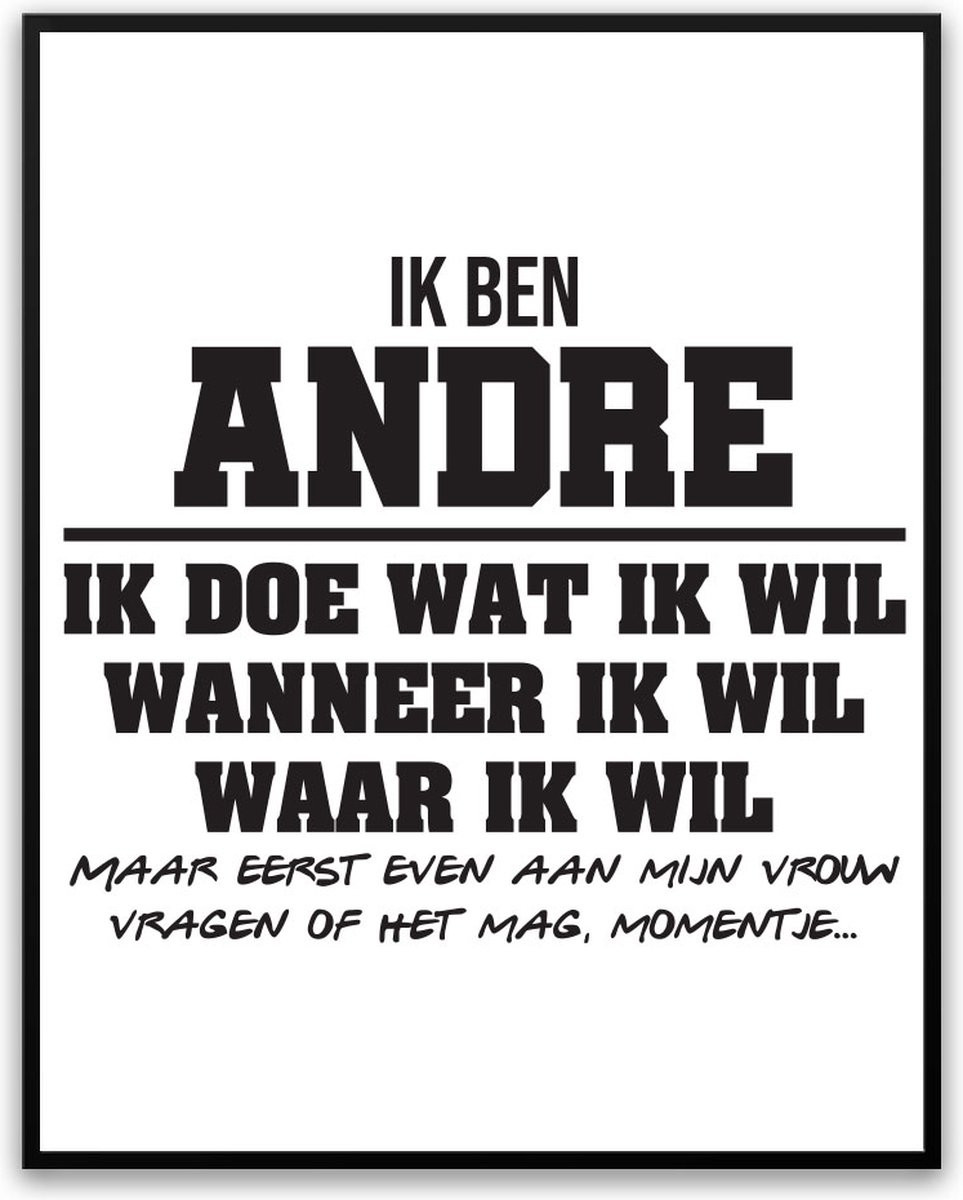 Grappige poster Andre - Partner toestemming vragen - Fotolijst met glas - 40 x 50 cm