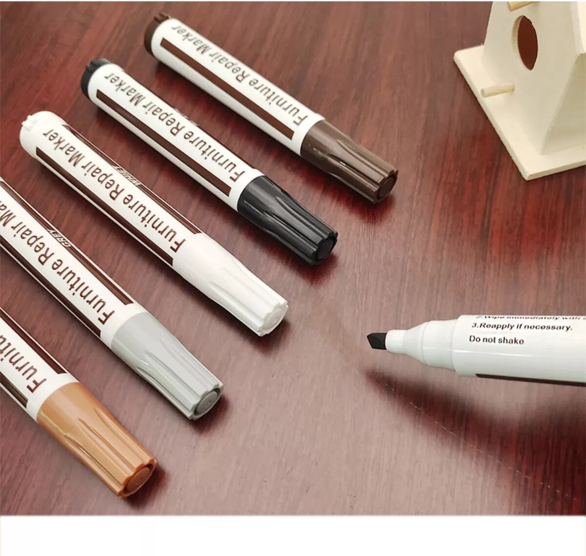 INF 6er Set Möbel Ausbesserungsstifte - Holz Reparatur Marker für Kratzer, Absplitterungen & Flecken Grau