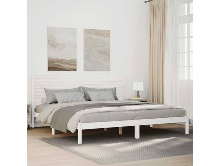 RJPLMFV Bettgestell, 200 x 220 cm, Massivholz, ohne Matratze Lattenrost inklusive, Kopfteil, Unterbettaufbewahrung, robuste Kiefer
