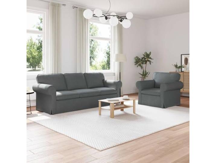 ZQQLVOO Sofa Set 2 STK. Dunkelgrau Stoff Modulares Ecksofa, Metallrahmen, Atmungsaktiver Stoff, Wohnzimmer, Schlafzimmer