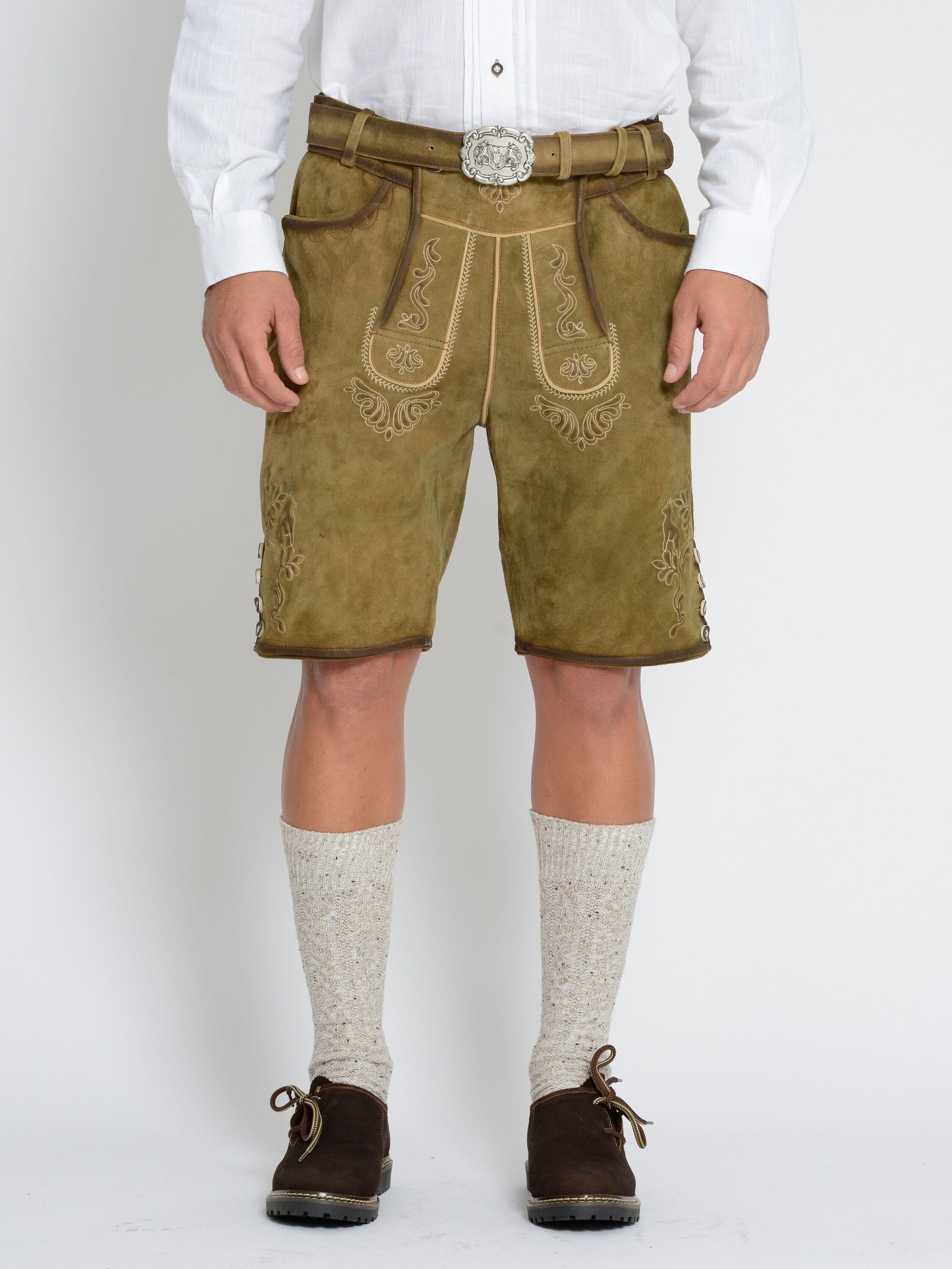 Trachtenhose JCC "Trachtenhose 31023118", Herren, Gr. 56, EURO, gelb (sand), Obermaterial: 100% Ziegenveloursleder GOVL., Hosen Trachtenhose