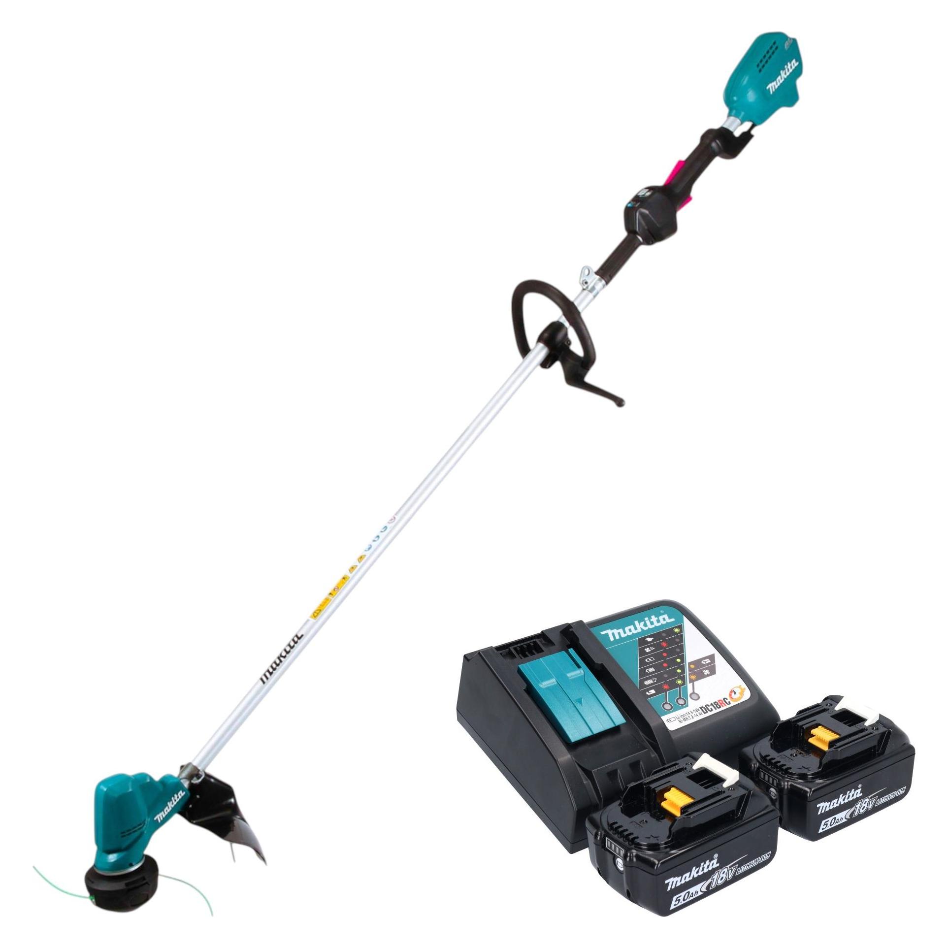 Makita DUR 190 LRT2X9 Akku Rasentrimmer 18 V 300 mm Brushless + 2x Akku 5,0 Ah + Ladegerät (DUR190LZX9)