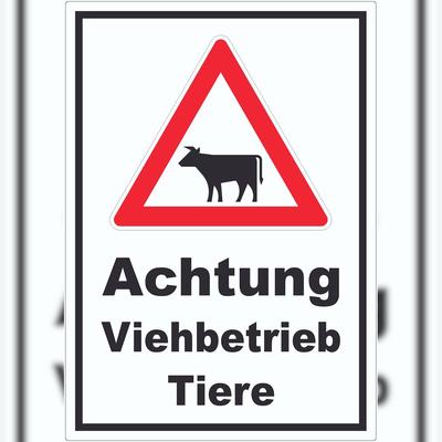 HB-Druck Aufkleber Achtung Viehbetrieb Tiere A0 (841x1189mm)