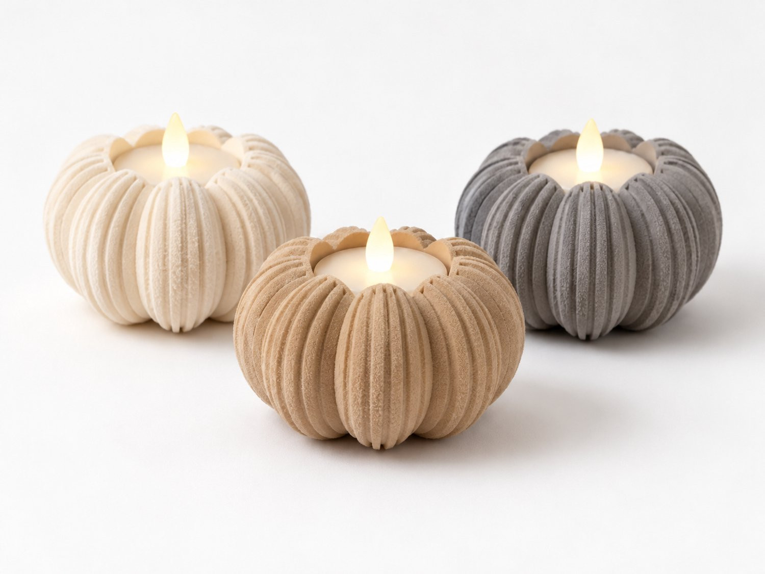 Moderne Pompoen Theelichthouder – 3D-Geprinte Herfstdecoratie