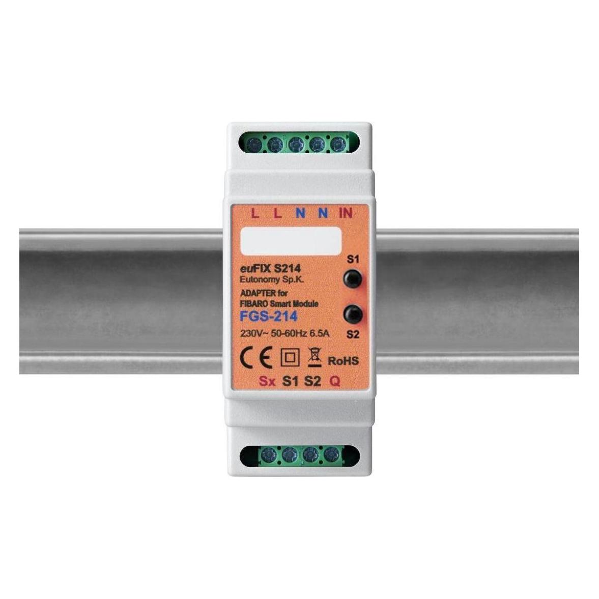 Eutonomy euFIX/Adapter DIN for Fibaro FGS-214 Smart Module (Schaltaktor) (S214)