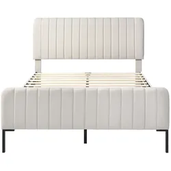 STILVORA Polsterbett Leinen Grau-Beige 180x200 cm mit Lattenrost, verstellbares Kopfteil